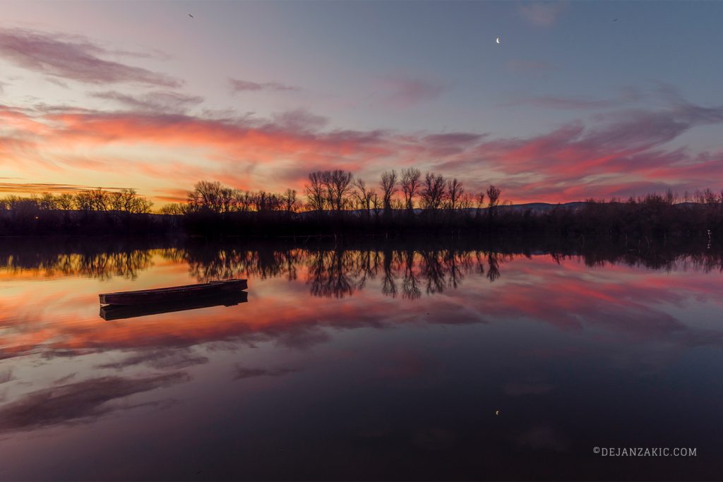Sunset reflected in a calm river