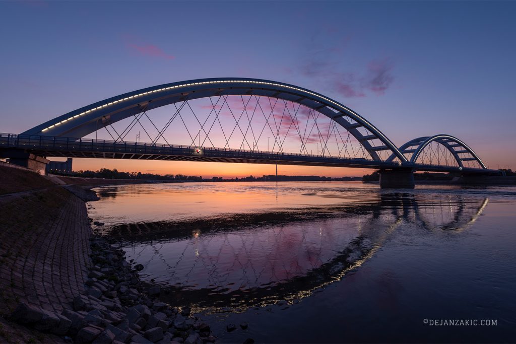 Bridge over the Danube at dusk