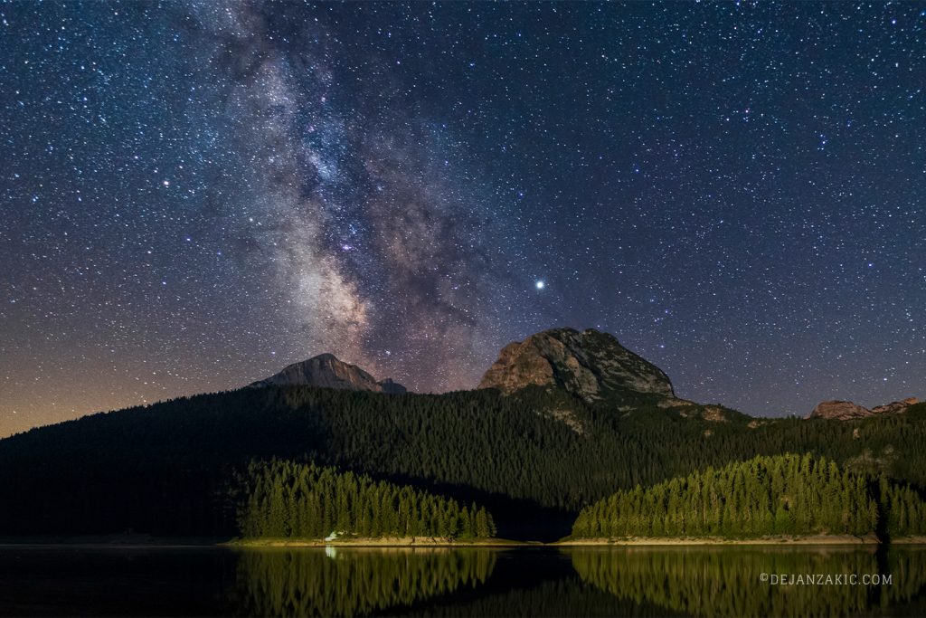 Milky Way over a mountain lake